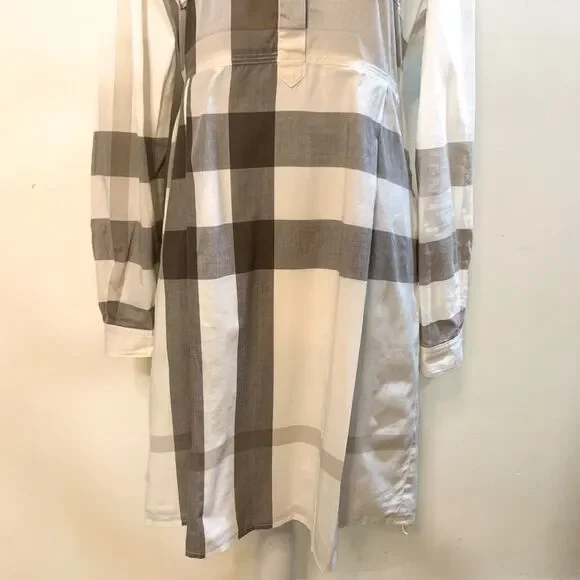 Burberry Brit Checkered Cotton Peggie Mini Pleated Dress Size 6 Long Sleeve - Picture 3 of 9